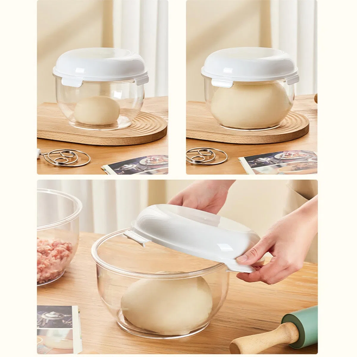 Scatola di lievitazione 'impasto, Contenitore trasparente per alimenti, Contenitore per lievitazione con coperchio, Scatola di pasta per pane fatta in casa, Scatola di conservazione per pasta per