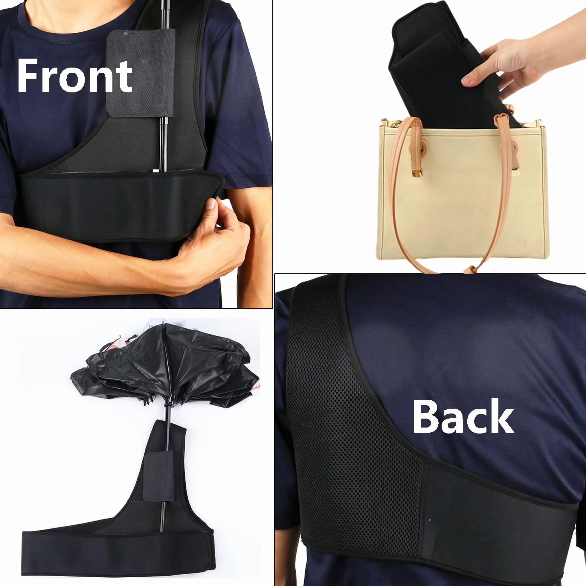 Portaombrelli portatile supporto per ombrelli a mani libere Portaombrelli indossabile Supporto portatile per ombrellone a mani libere Portaombrellone regolabile per attività all'aperto (A)