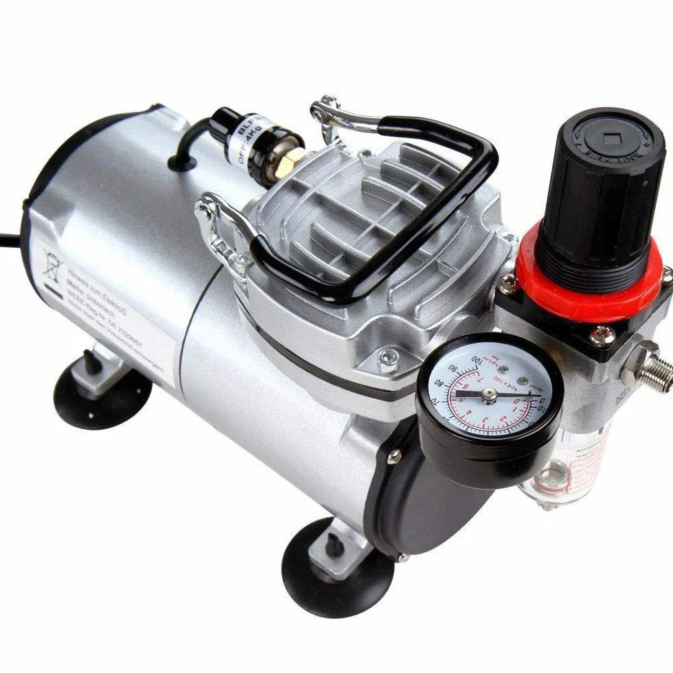 Kit aerografo Timbertech con compressore d'aria ABPST05 con flusso d'aria potente e alta pressione di lavoro per hobby e artigianato arte delle unghie per decorare torte, cosmetici, grafica e così via