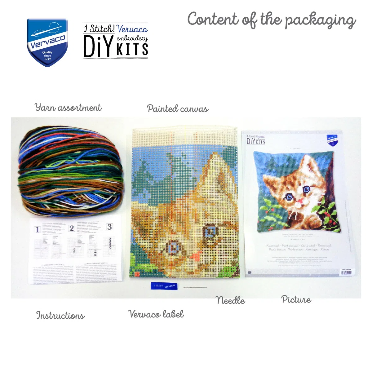 VERVACO Kit Cuscino Punto Croce Gatto su Un Albero Set Ricamo Principianti Cuscini Gobelin Decorativi ca. 40 x 40 cm Accessori per Lavoretti Creativi DIY Casa Decor Hobby Adulti Cross Stitch