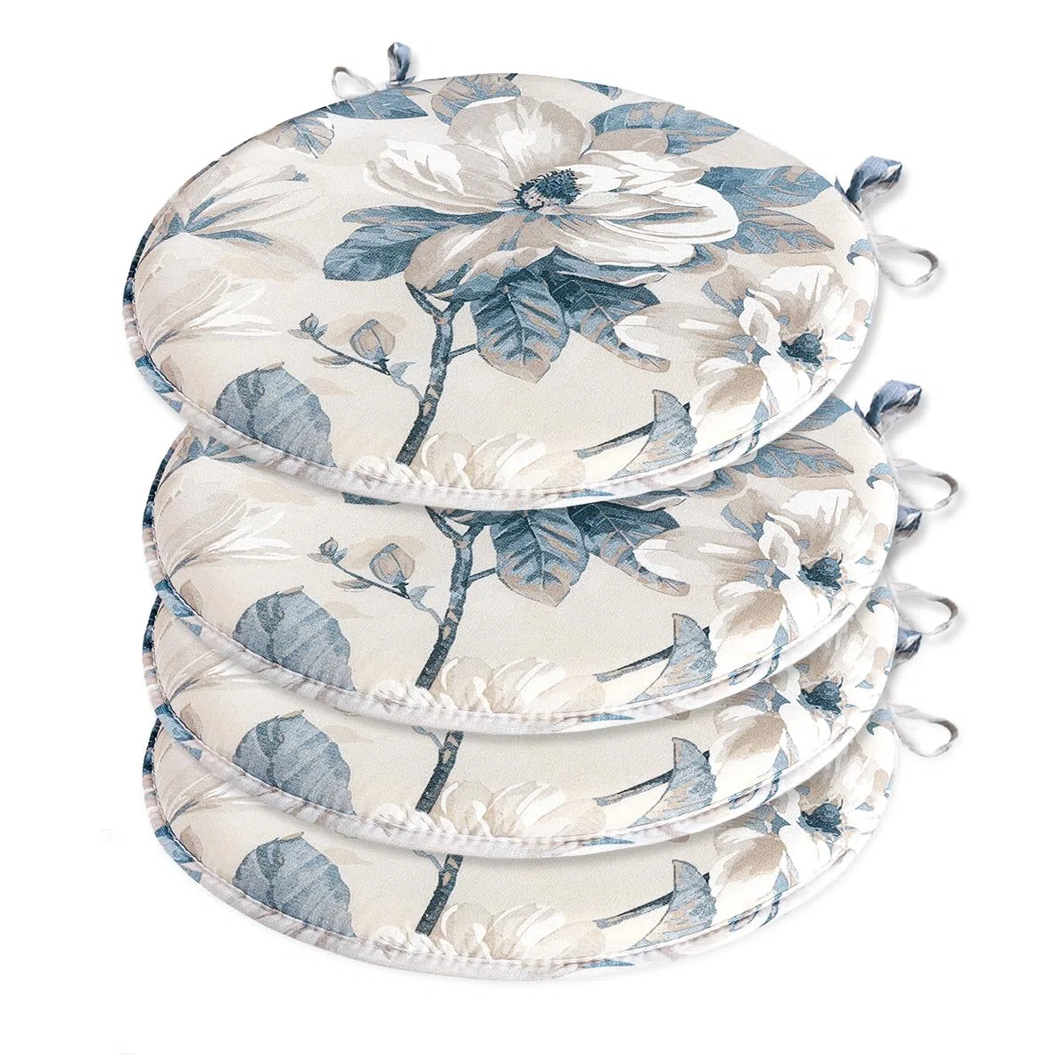 emmevi Set 4 Cuscini Sedia Rotondi Cotone Con Lacci Lavabili Morbidi Coprisedia Tondi Shabby Chic Vintage