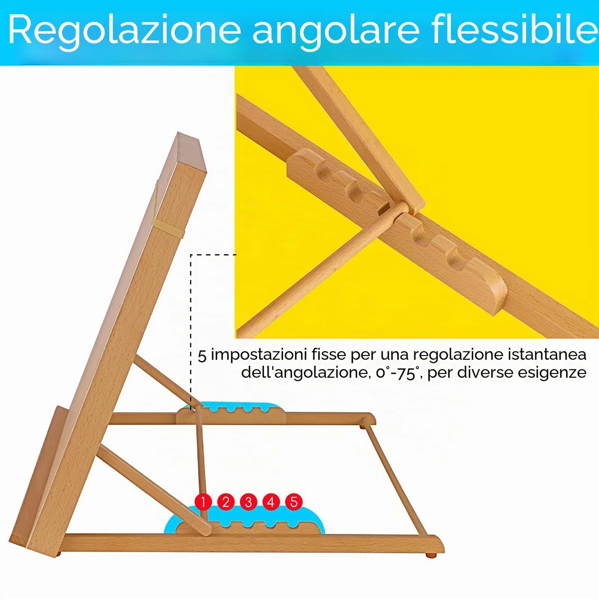 MEEDEN Cavalletto da scrivania regolabile Art Stand: cavalletto da disegno A2 a 5 posizioni, cavalletto da tavolo portatile con cintura per il trasporto, robusto cavalletto da tavolo in legno di