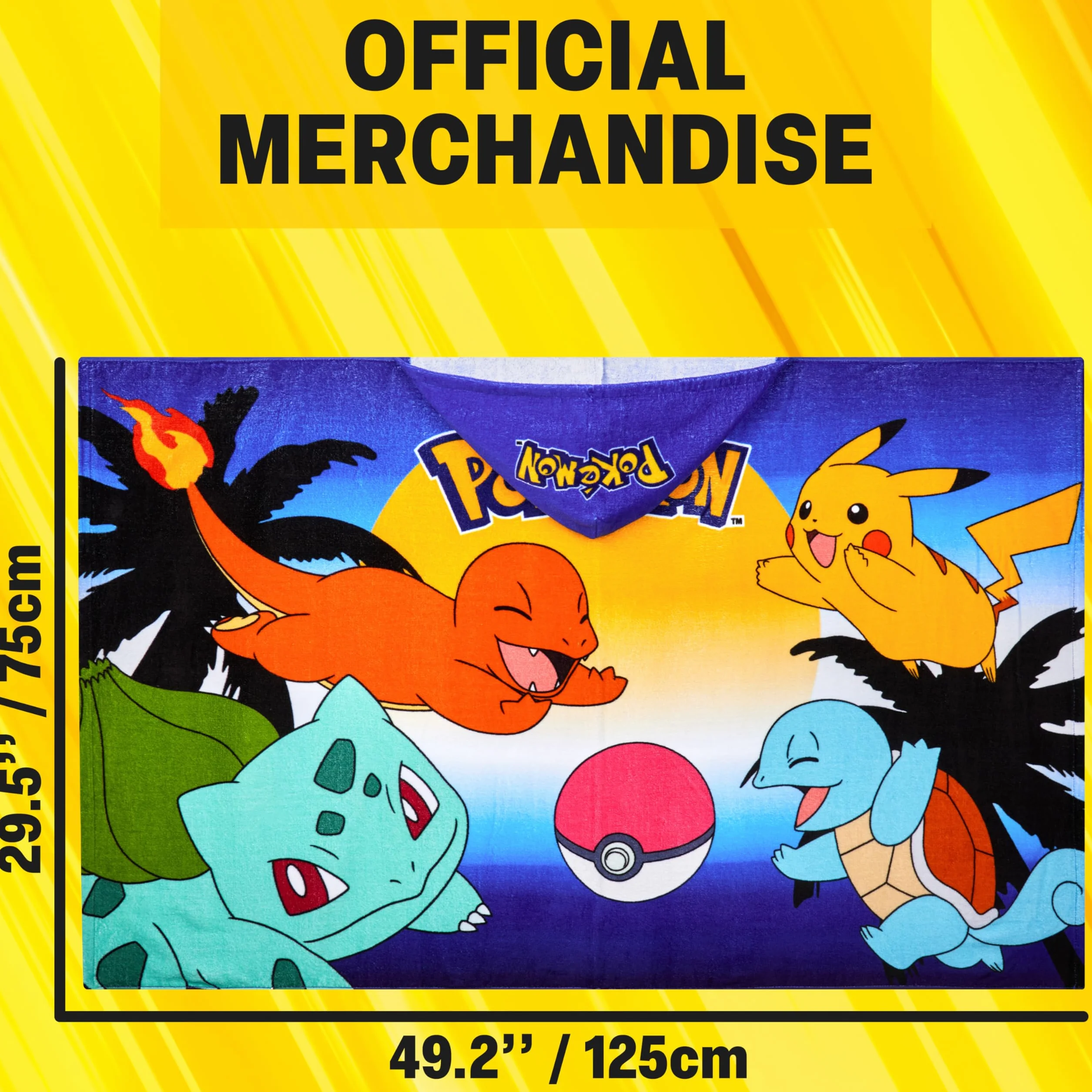 Pokemon Incappucciato Asciugamani Bagno Ragazzi, Assorbente Asciugamano Cotone, Piscina, Nuoto e Asciugamano da Mare, Morbido Poncho da Bagno, Accessori Viaggio, Estivo Regalo Ragazzi (Multi Pokemon)