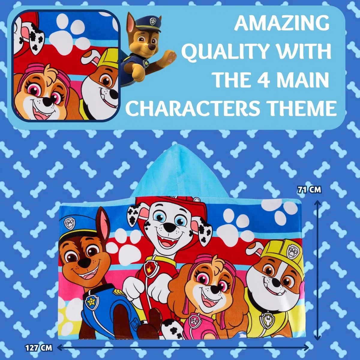Paw Patrol Asciugamano con cappuccio 100 percento cotone Skye Chase Poncho Asciugamano da spiaggia bambini Asciugamano da bagno ragazzi Asciugamano nuoto ragazze Accappatoio per cambiarsi