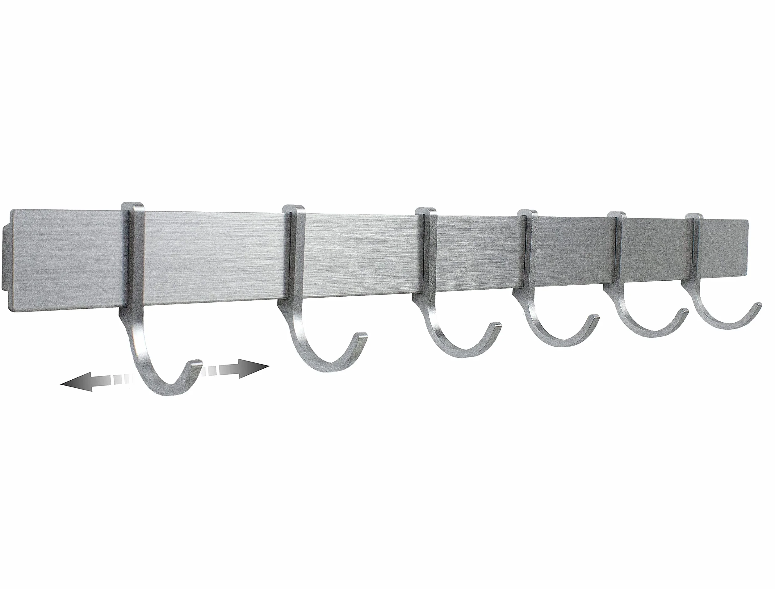 Design Amburgo Porta mestoli da cucina adesivo | Porta utensili da cucina senza forare | Barra portautensili cucina | 6 Ganci semoventi | Portamestoli cucina design moderno grigio argento 40 cm