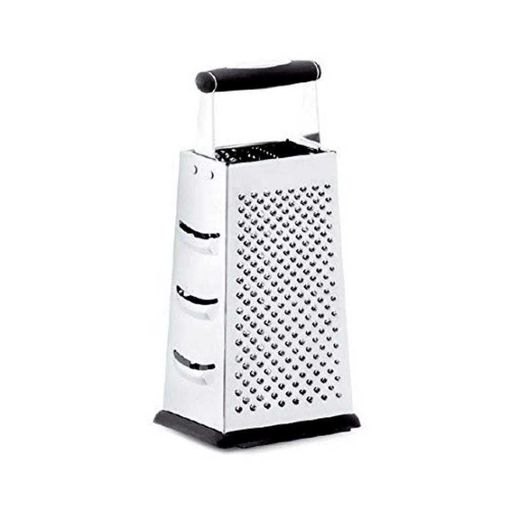 Lagostina - Cucinieri, Grattugia a 4 Lame con Bordo Antiscivolo, Acciaio Inox, 25x12 cm