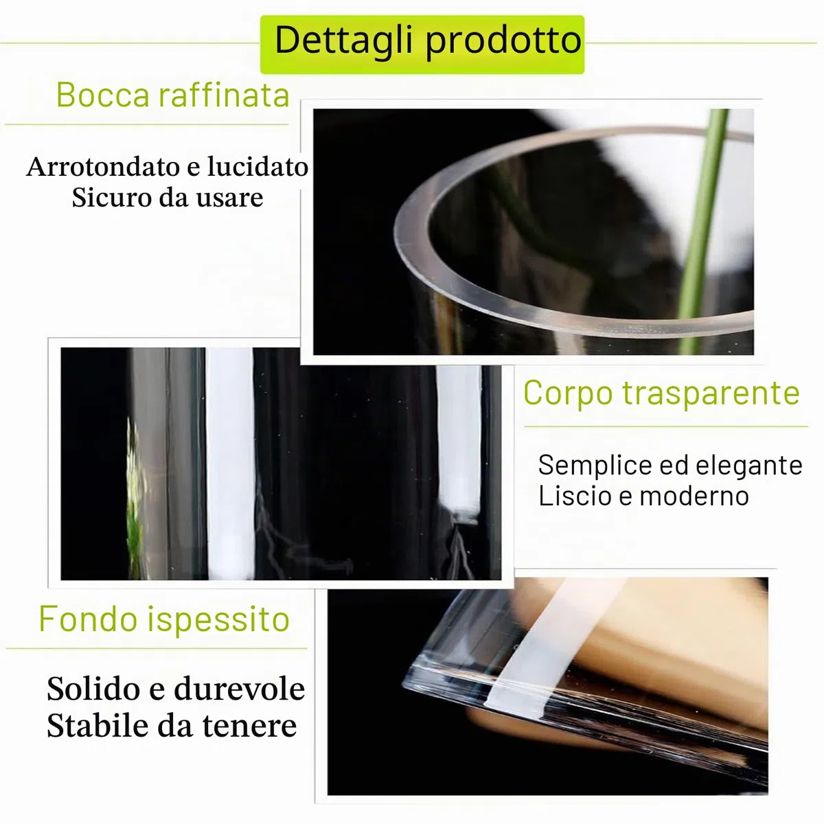 TSKDKIT Grande vaso di vetro per fiori 30 cm vaso di vetro trasparente rotondo per soggiorno moderno grande vaso (30 x 10 cm)
