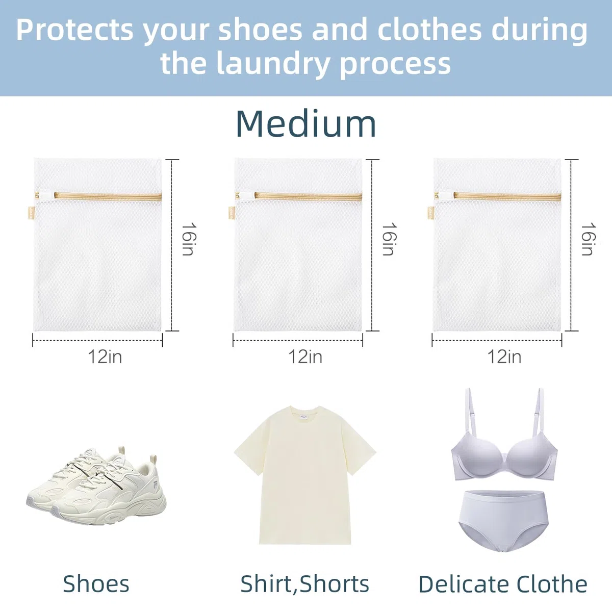 Sacchetti per Biancheria, Sacchetti per Lavatrice, Borsa per la Biancheria in Rete Riutilizzabili e Durevoli per Camicette Delicate, Calze, Biancheria Intima, Reggiseno, Lingerie