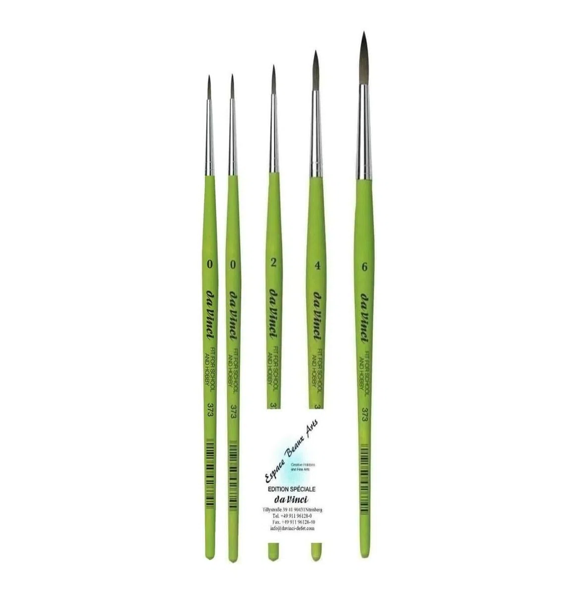 Da Vinci Serie 373 Set di 4 pennelli rotondi sintetici di Da Vinci (0, 2, 4, 6) + 1