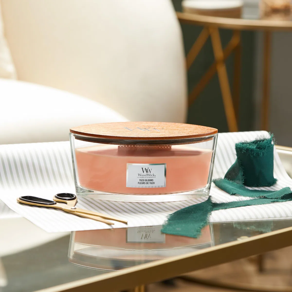 WoodWick Candela profumata Ellispe con stoppino crepitante | Vanilla Bean | Durata della fragranza: fino a 50 ore