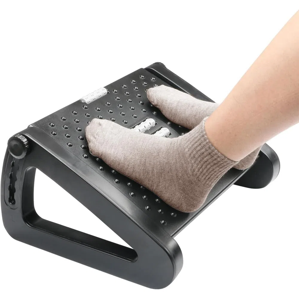 Poggiapiedi da Scrivania Ergonomico, Regolabile in Altezza, Con Funzione Massaggiante e Antiscivolo, Allevia il Mal di Schiena e l'affaticamento Dei Piedi, Ideale per Ufficio e Casa
