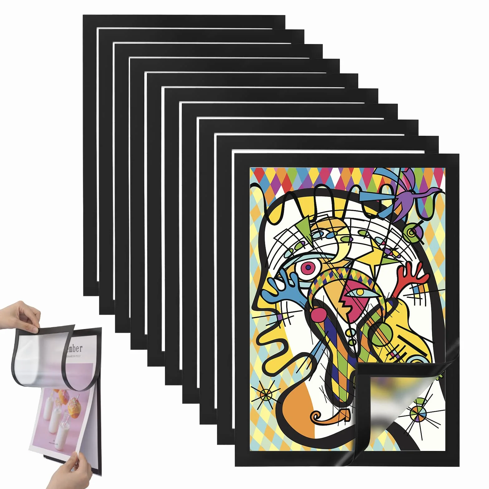 MumdoYAL Set di 10 cornici magnetiche adesive A4 pieghevoli con chiusura magnetica. Dimensioni: 32,5 x 24 cm. Perfette per immagini dei bambini e per presentare informazioni A4.