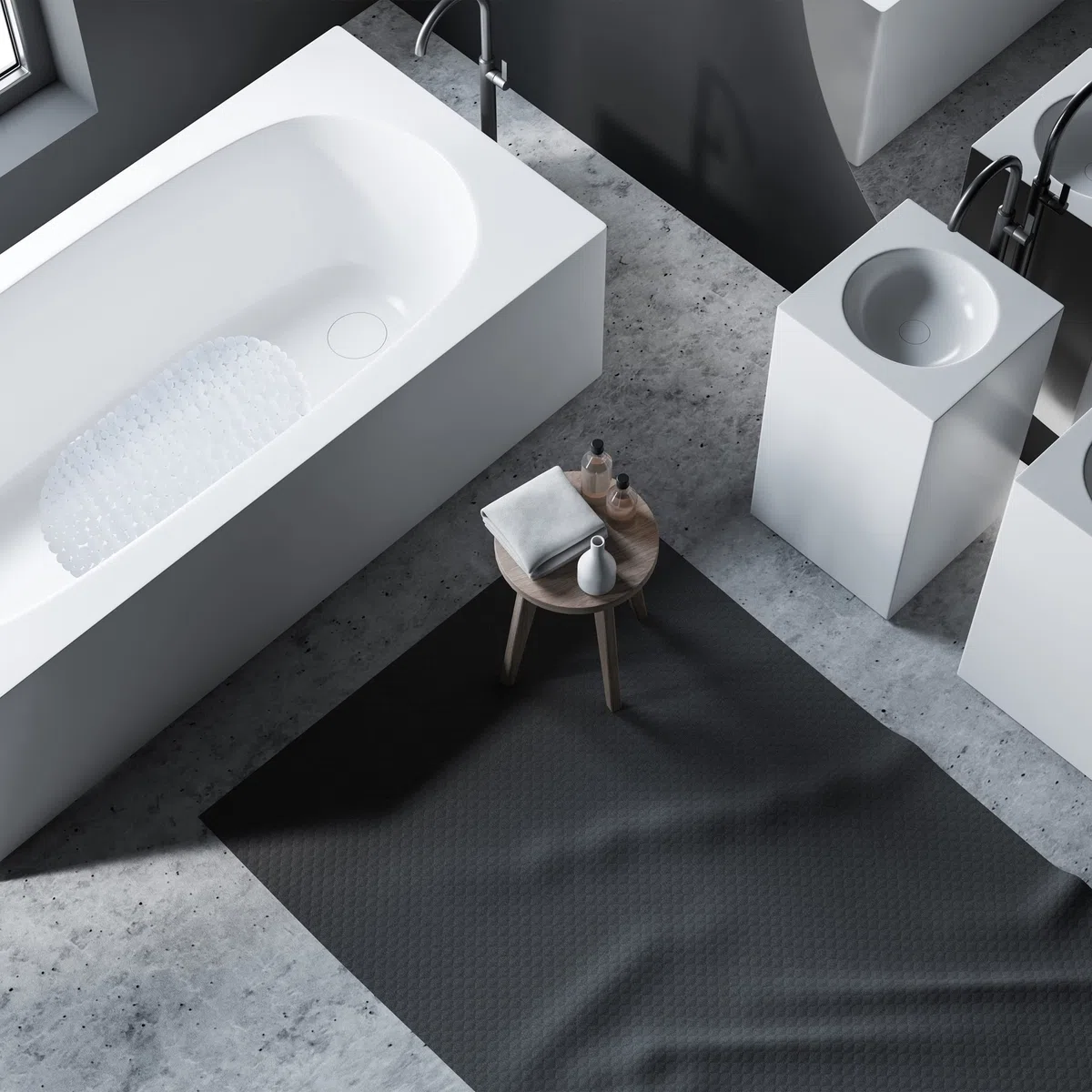 Relaxdays Tappetino Antiscivolo per Vasca da Bagno, Tappeto, con Ventose, Lavabile, Dimensioni LxP: 36 x 68 cm, Bianco