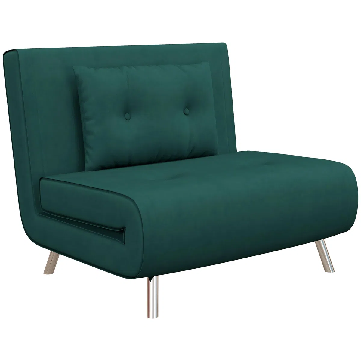 HOMCOM Poltrona Letto Singolo 3 in 1, Poltroncina Reclinabile a 3 Livelli con Rivestimento in Velluto e Cuscino, 100x88x83cm, Verde Scuro