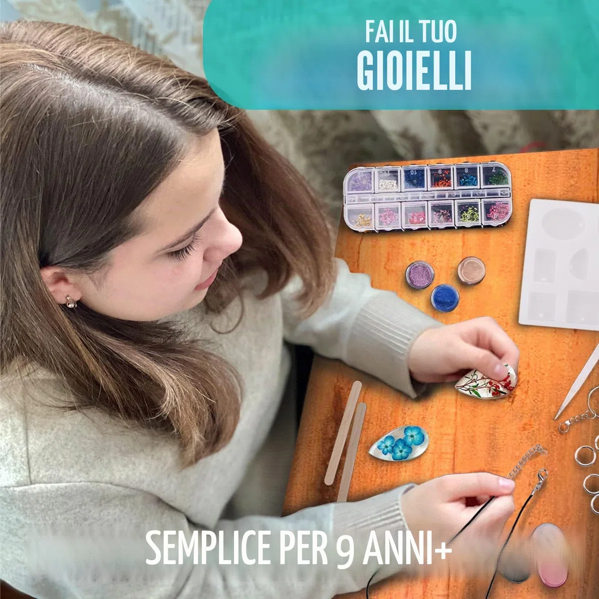 Goody King Kit Resina Epossidica Trasparente per Principianti - Set Completo con Stampi e Accessori per Creare Gioielli - Kit Resina Epossidica Completo per la Creazione di Gioielli, Fai da Te