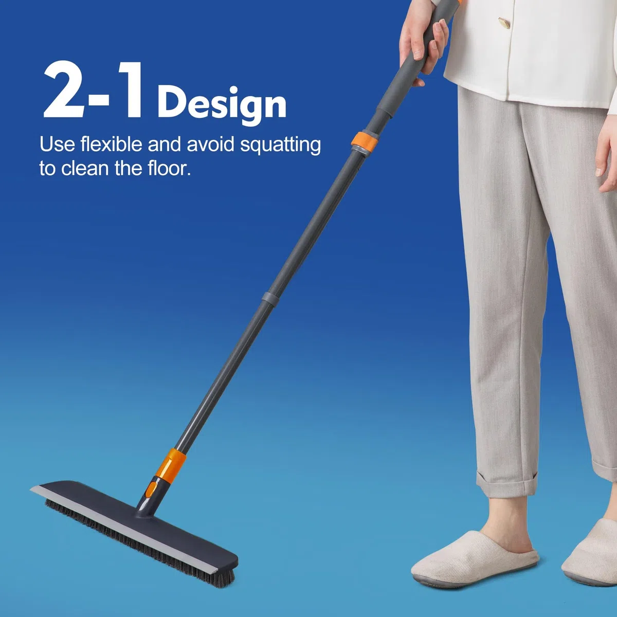 CLEANHOME Detergente per piastrelle e spazzola 2 in 1, manico telescopico 150 cm