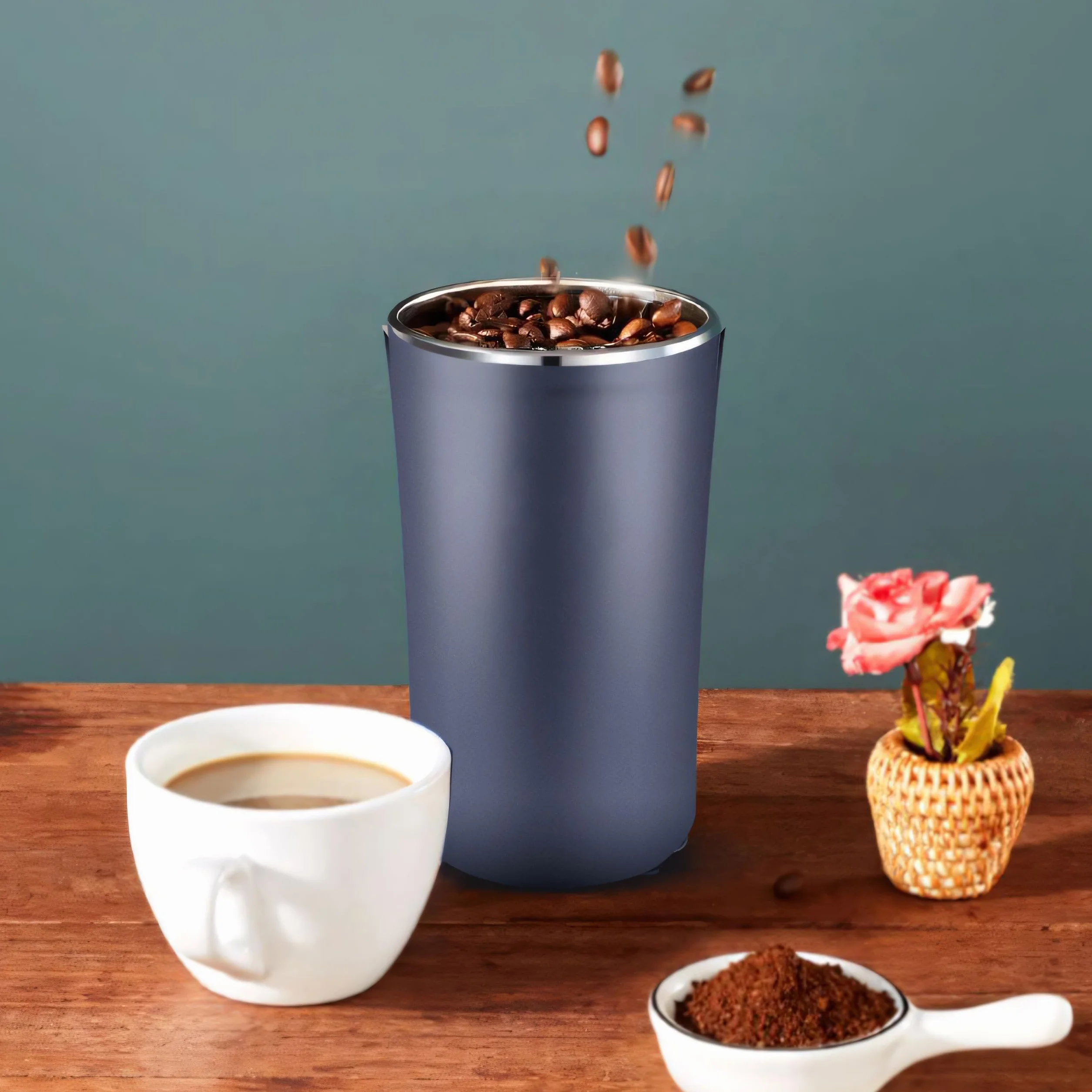 Retoo Macinacaffè elettrico con coltello a percussione in acciaio inox, macina in ceramica, macinatura grossolana regolabile