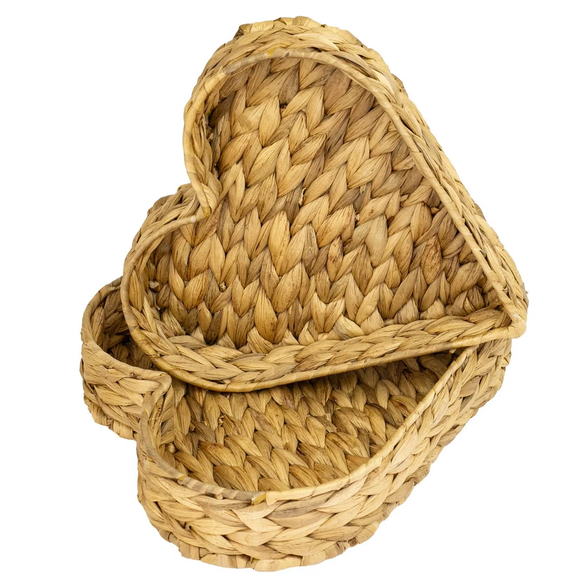 HMF Cesto regalo vuoto, cesto portaoggetti intrecciato in giacinto d'acqua, set da 2 pezzi, a forma di cuore, larghezza 29/26 cm