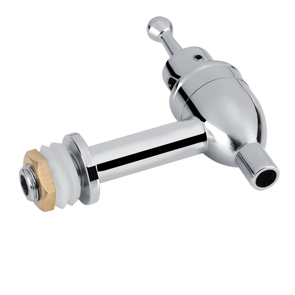 Fdit Vino Birra Rubinetto, Rubinetto di Ricambio per Erogatore di Bevande Succhi Botte di Vino per Uso Domestico e Feste (Chrome 12mm)