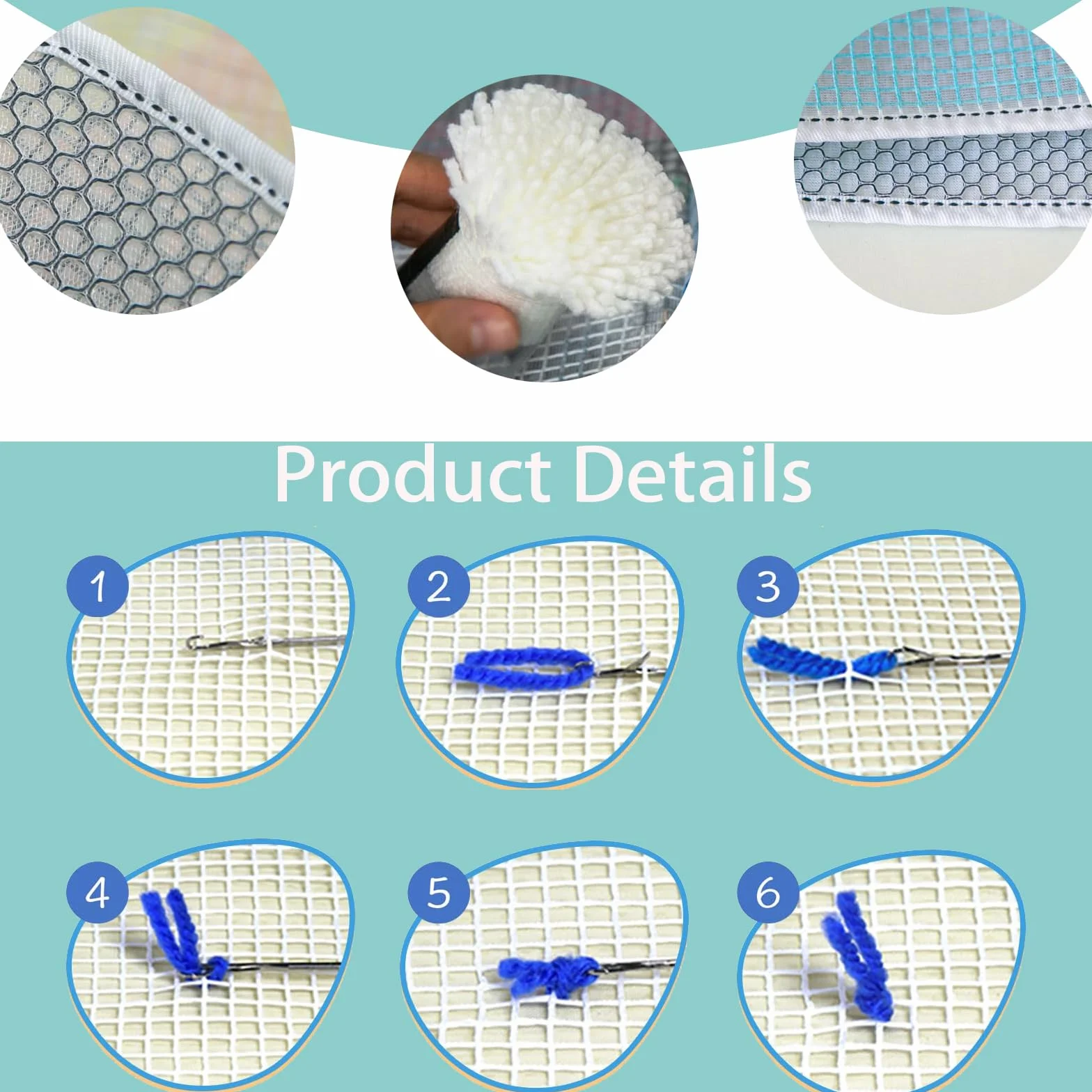 Tappeto per Uncinetto Latch Hook rug Kit per Adulti per lavori Fai da Te Kit Gancio di Chiusura Tappeto 69 x102 cm Kit Gancio di Chiusura Tappeto