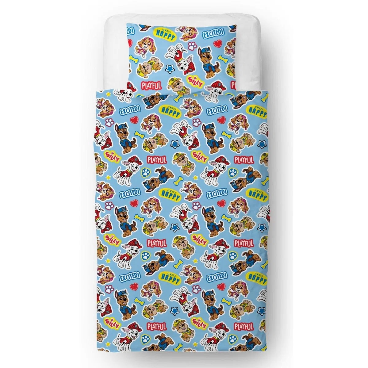 Paw Patrol Set copripiumino singolo per bambini, reversibile, double-face, con federa coordinata, con personaggi del mondo dei personaggi