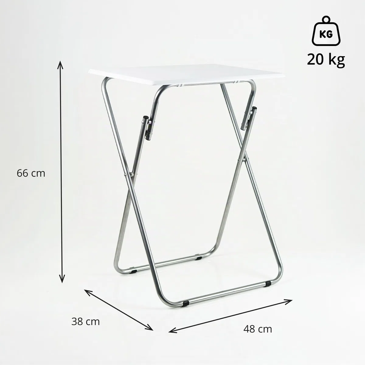 Jocca - Tavolino Pieghevole Salvaspazio | Tavolo in MDF con Gambe in Metallo | Supporta fino a 20 kg | Ideale per Casa e Ufficio | 48x38x66 cm