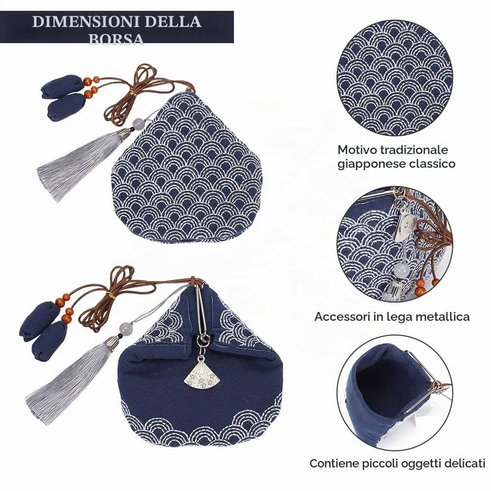 FREEBLOSS Kit Fai Da Te Sashiko - Portamonete, Kit Da Cucito a Mano Con Forniture Complete, Kit Punto Croce Giapponese, Kit Ricamo per Principianti e Adulti