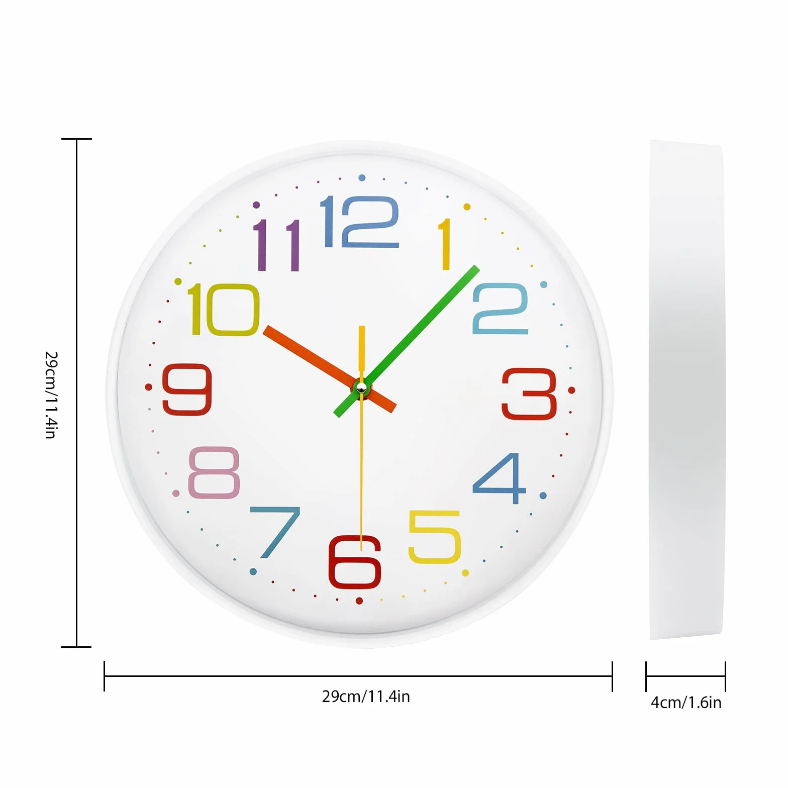 Orologio da Parete per Bambini Orologio per la Camera da Letto, Adatto per la Scuola Quadrante Arcobaleno 30 cm