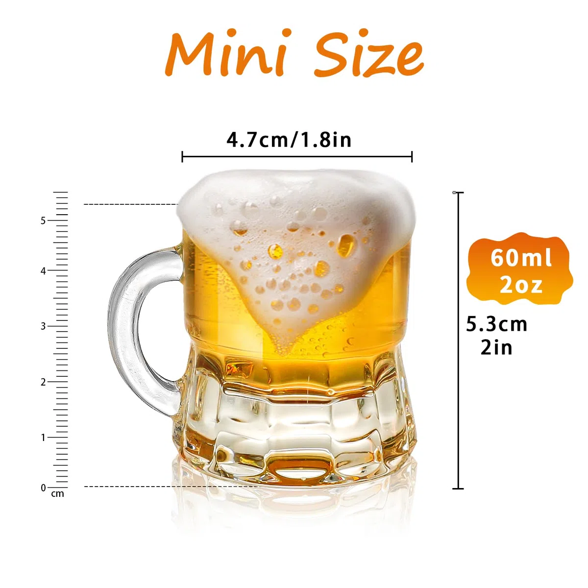 Boccale da Birra, Bicchieri da Shot 2 oz Boccali da Birra in Vetro Mini Mason Trasparenti Bicchieri Piccoli per Succo Bicchieri da Degustazione per Bevande Festa della Birra (Vetro, Confezione
