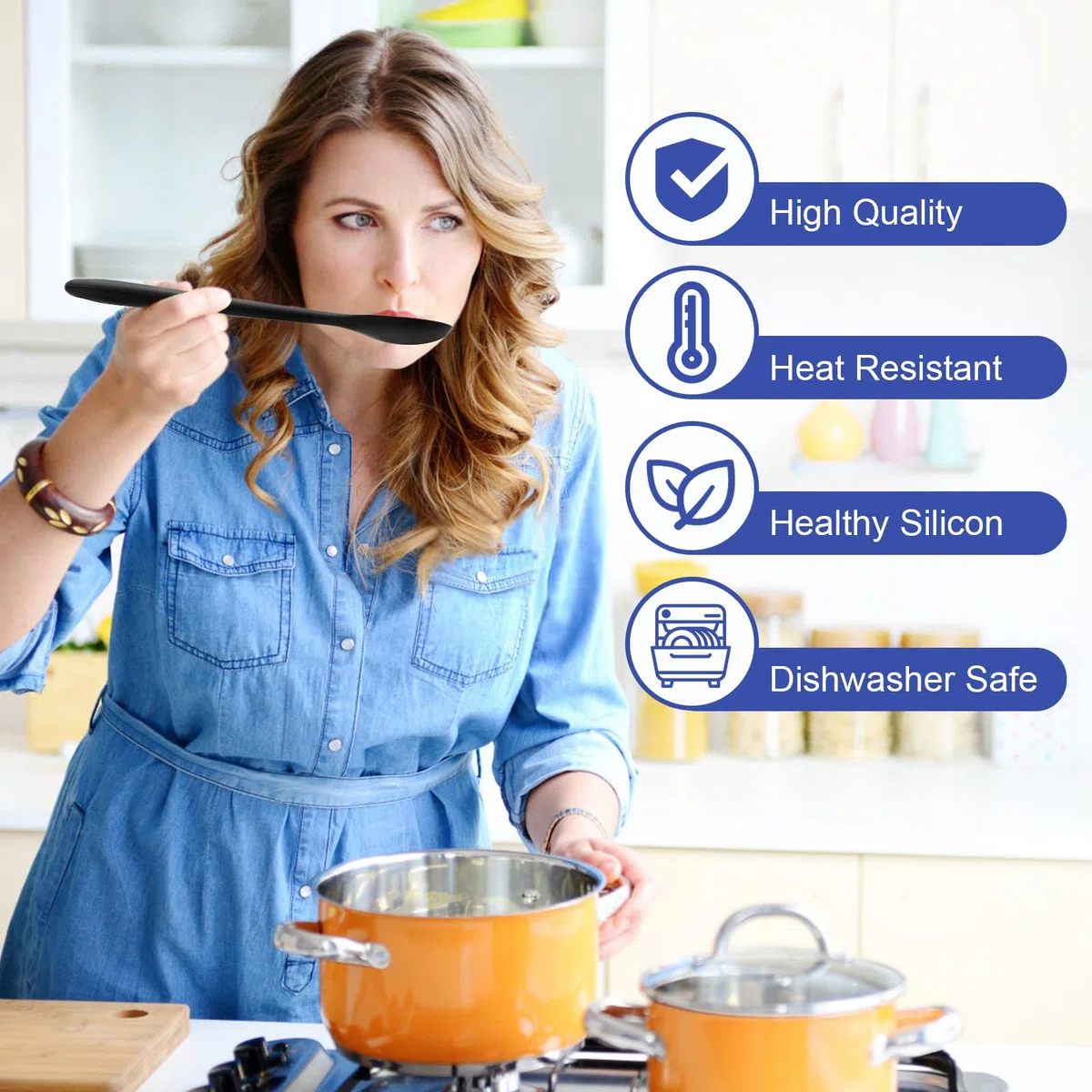 Set di utensili da cucina in silicone, 12 pezzi, set di utensili da cucina con supporto, senza BPA, con rivestimento antiaderente per uso alimentare, utensili da cucina, resistenti al calore e facili