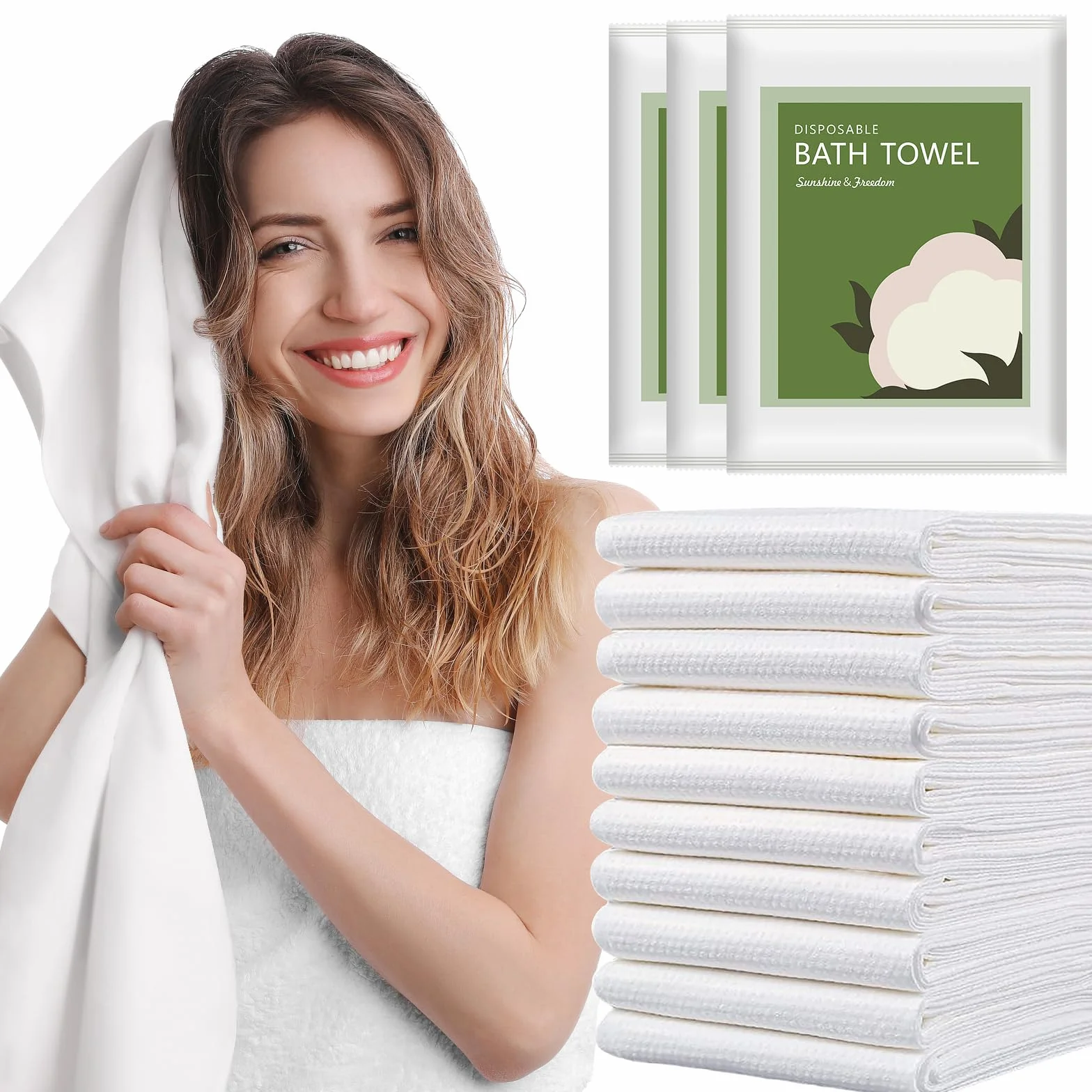 10pcs Asciugamani USA e Getta Ispessito, 70 x 100cm Portatili Asciugamani Monouso, Telo Doccia Grandi Monouso per Parrucchiere Massaggi Cosmetologia e Pulizia