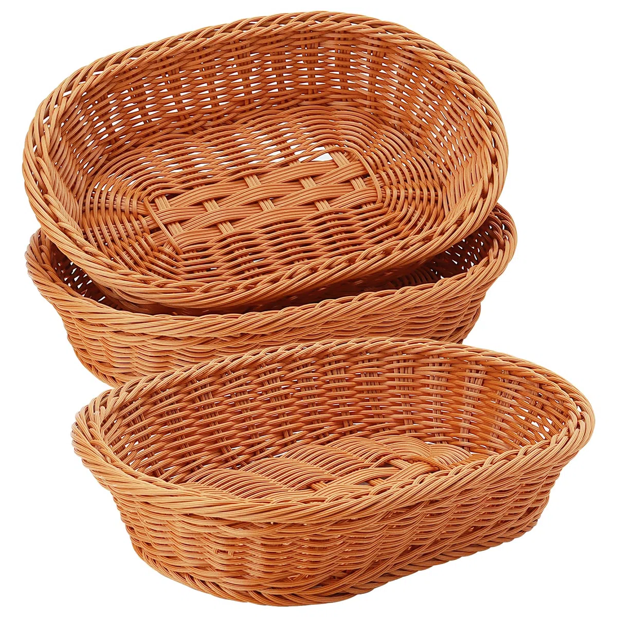 JAPCHET 3 cestini ovali in vimini, 30 x 20 x 7 cm, imitazione rattan, per frutta, pane, verdura