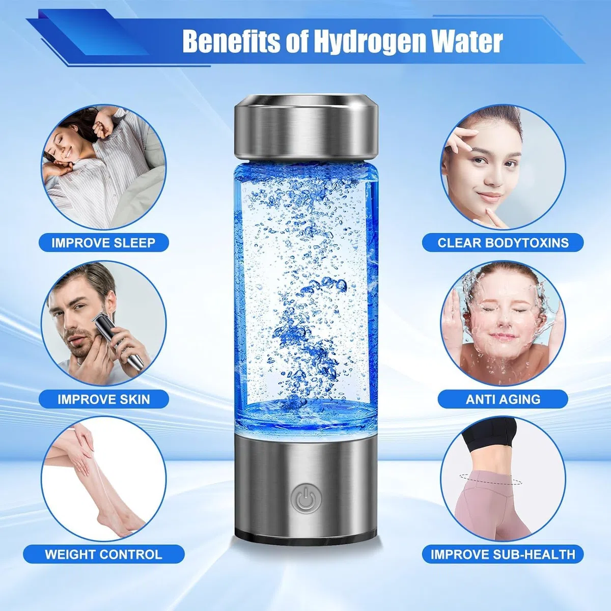 Hoidokly Bottiglia di acqua idrogeno con tecnologia PEM-SPE, generatore portatile di bottiglie di idrogeno, macchina di idrogeno ricaricabile