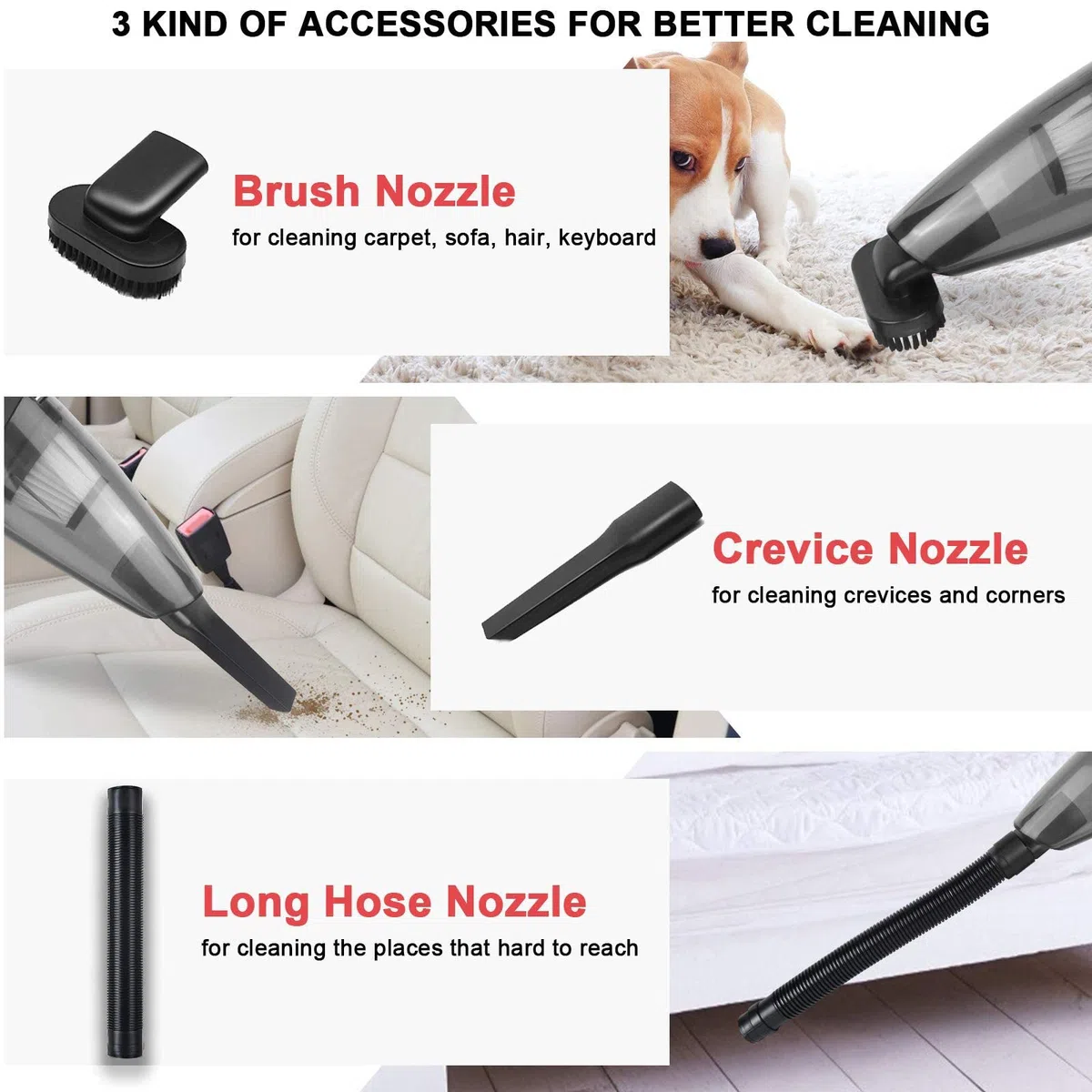 URAQT Aspirabriciole Senza Fili, Aspirapolvere Auto Potente 120W 4.5k PA Umido e Secco 30 Minuti di Lavoro Aspirabriciole Ricaricabile, Bbuono per Casa, Auto, Ufficio