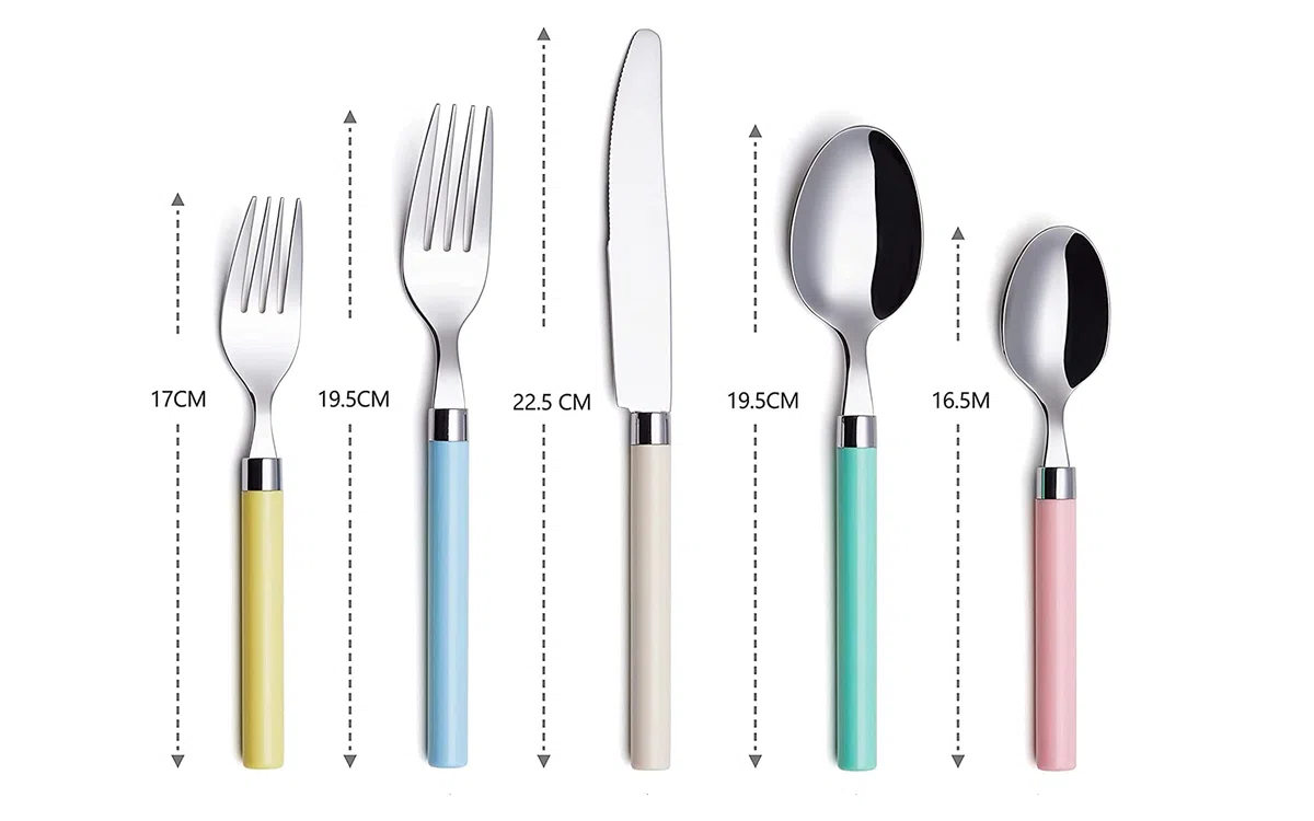 Exzact Set di posate 20 pezzi in acciaio inox, Lavabile in lavastoviglie, colori misti