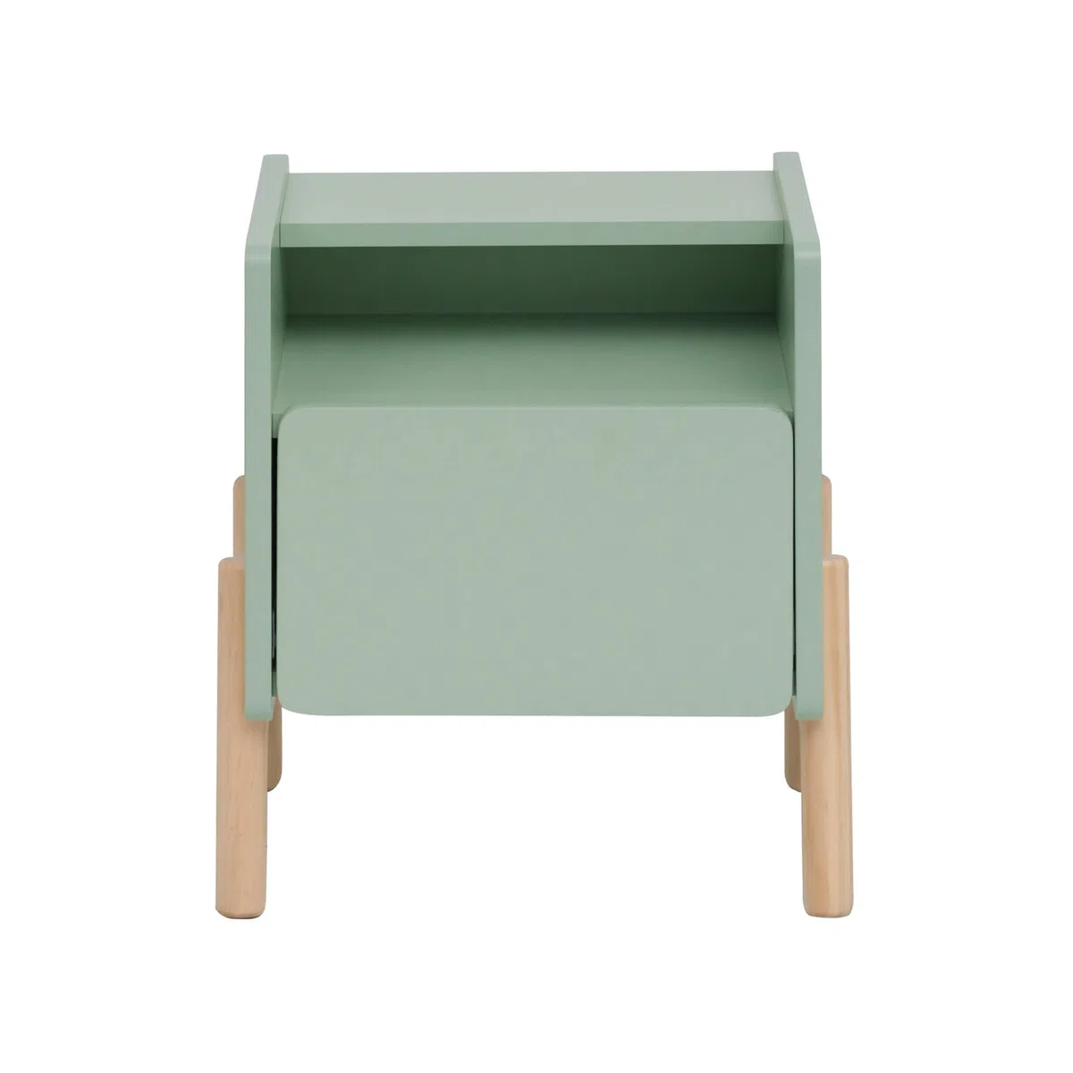 Rebecca Mobili Comodino con 1 Cassetto e 1 Ripiano, Comodino per Cameretta, Verde Acqua Marrone, MDF Pino, Stabile, per Camera Montessori - Misure HxLxP: 49 x 43 x 30 cm - Art. RE7130