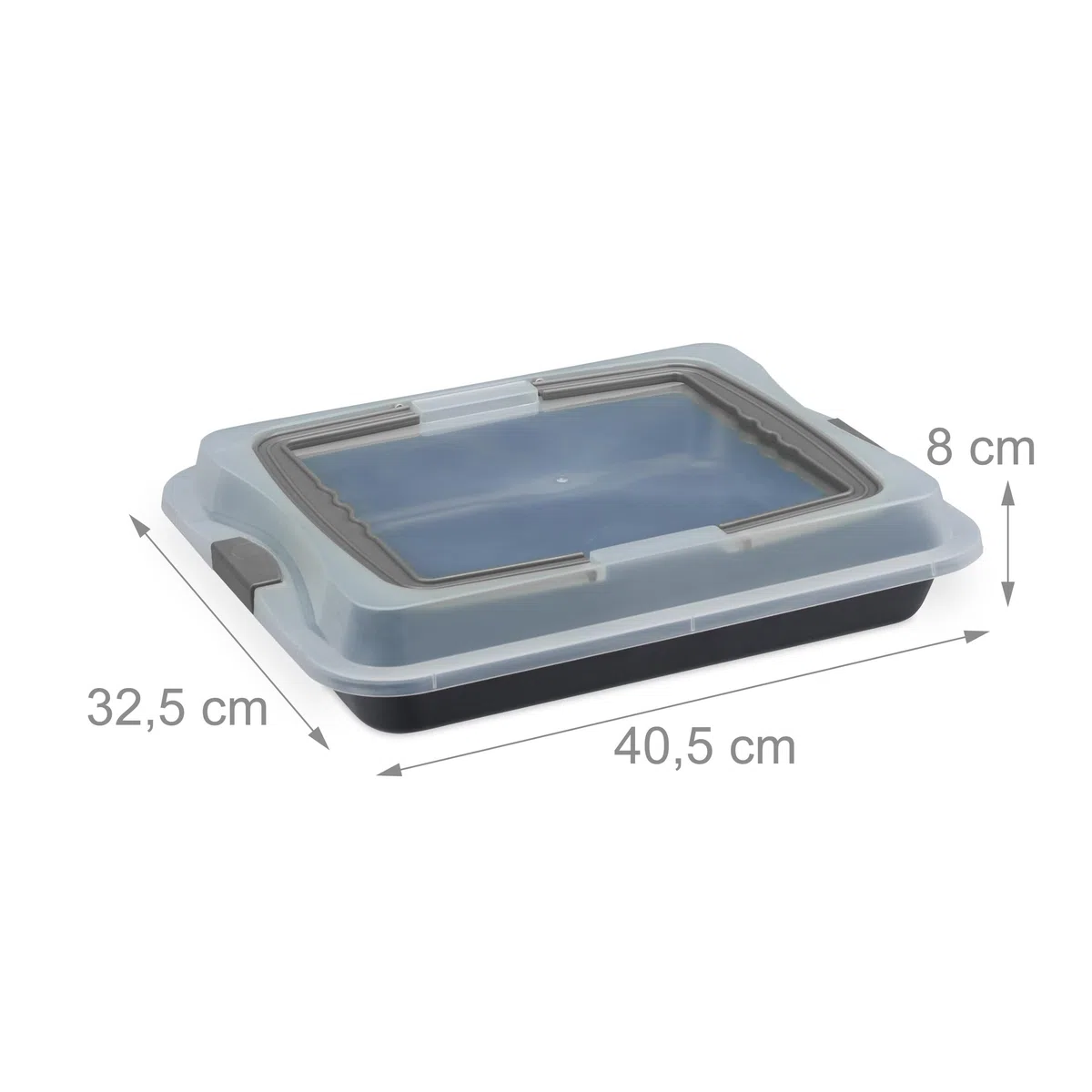 Relaxdays Teglia con Coperchio, Pirofila Rettangolare, Casseruola Portatorte Manici, 3in1, LxP 40,5 x 32,5 cm, Grigio