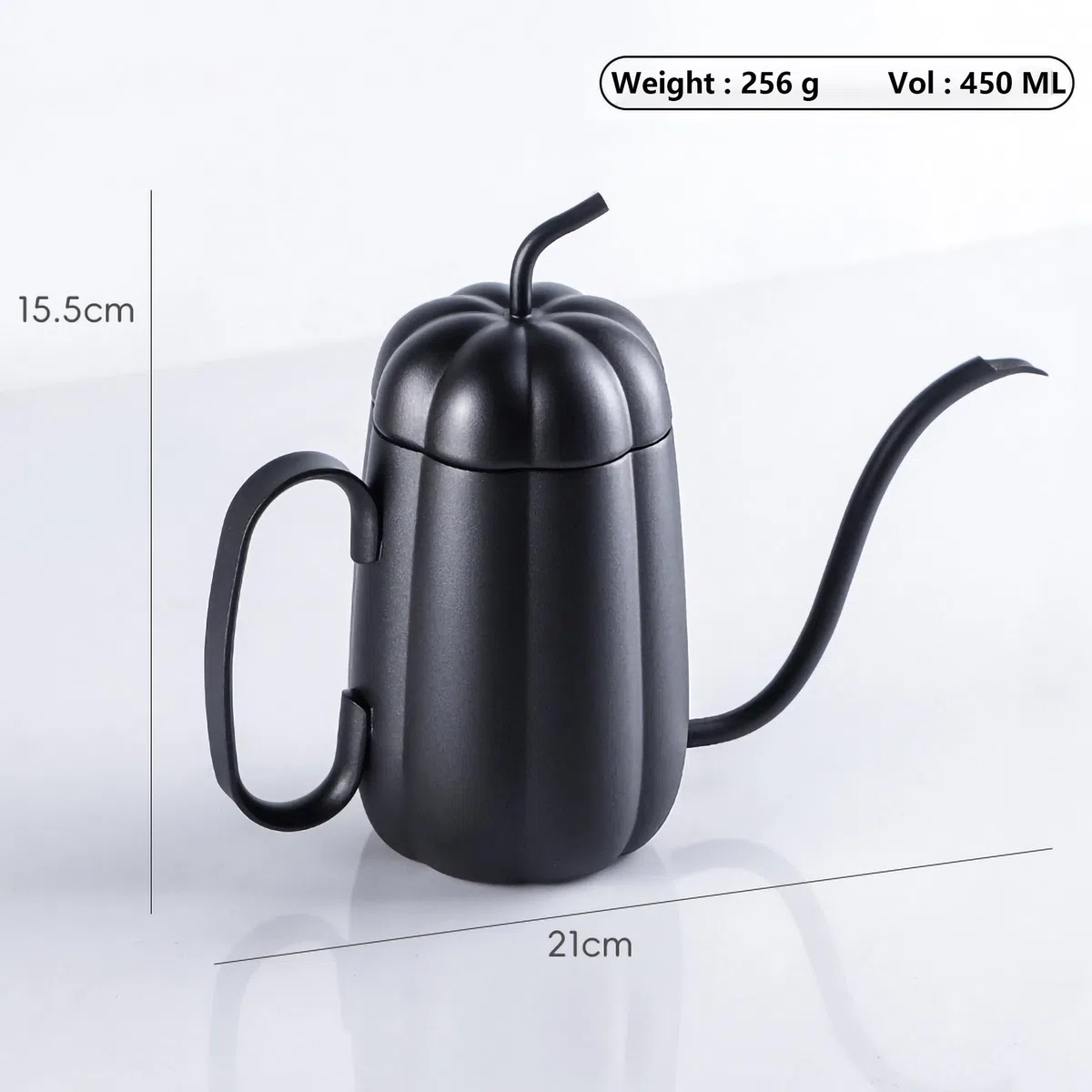 Bollitore a collo di cigno a forma di zucca con beccuccio lungo per una preparazione precisa 450 ml