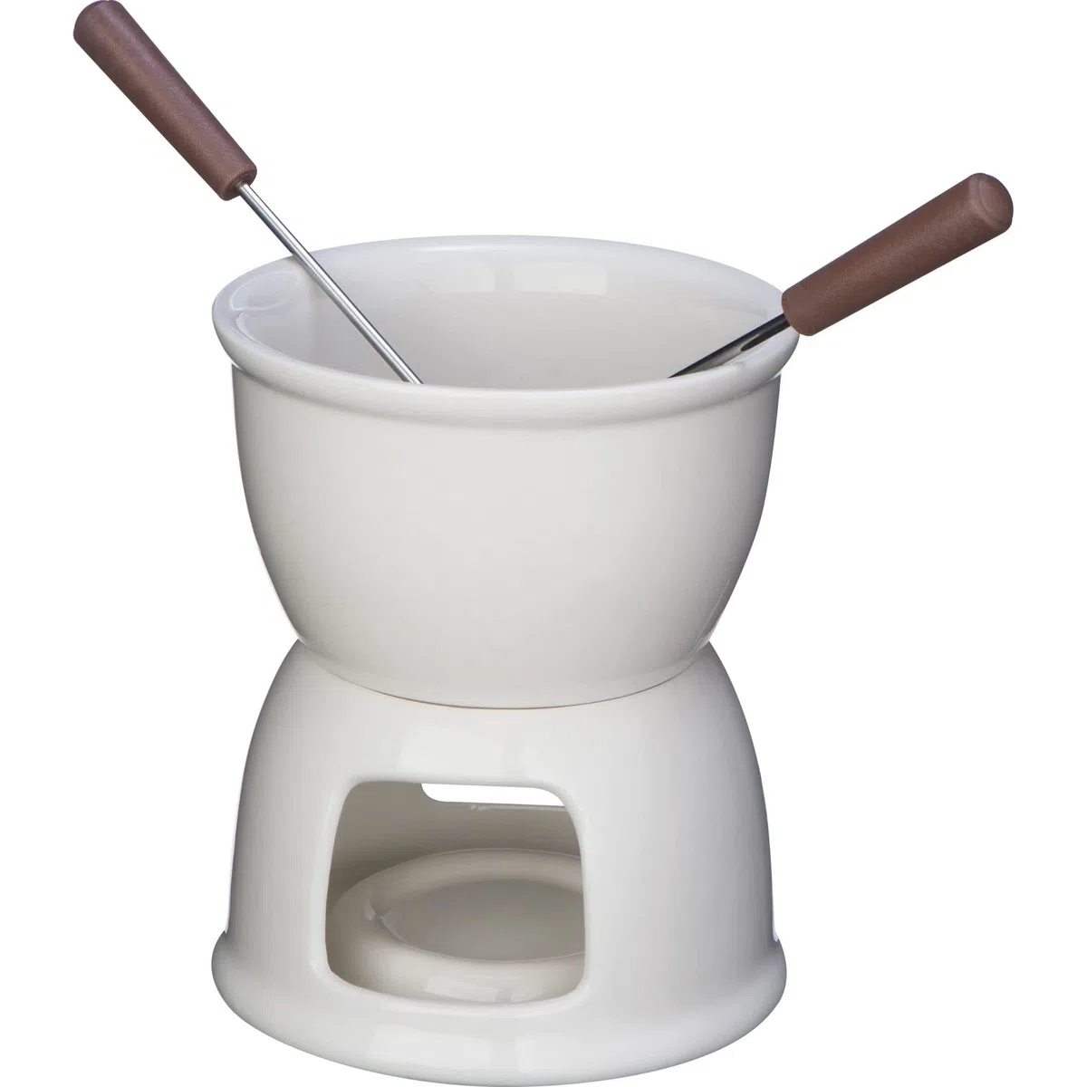 noTrash2003 Tazza per fonduta di cioccolato in porcellana con 2 forchette in confezione regalo – Set fonduta con posate