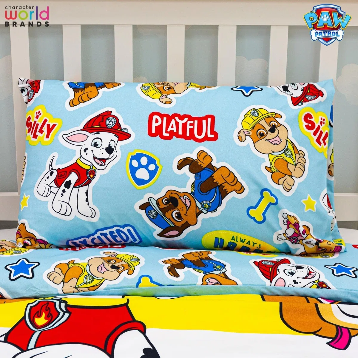 Paw Patrol Set copripiumino singolo per bambini, reversibile, double-face, con federa coordinata, con personaggi del mondo dei personaggi