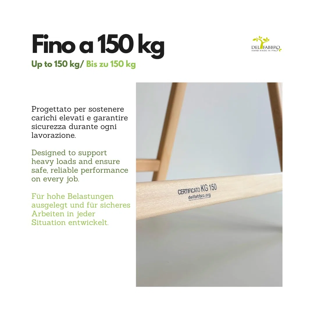 Del Fabbro Coppia Cavalletti da Lavoro Legno Faggio – Supporti Resistenti per Banco Lavoro e Fai da Te – Cavalletti Professionali (80x80 cm)