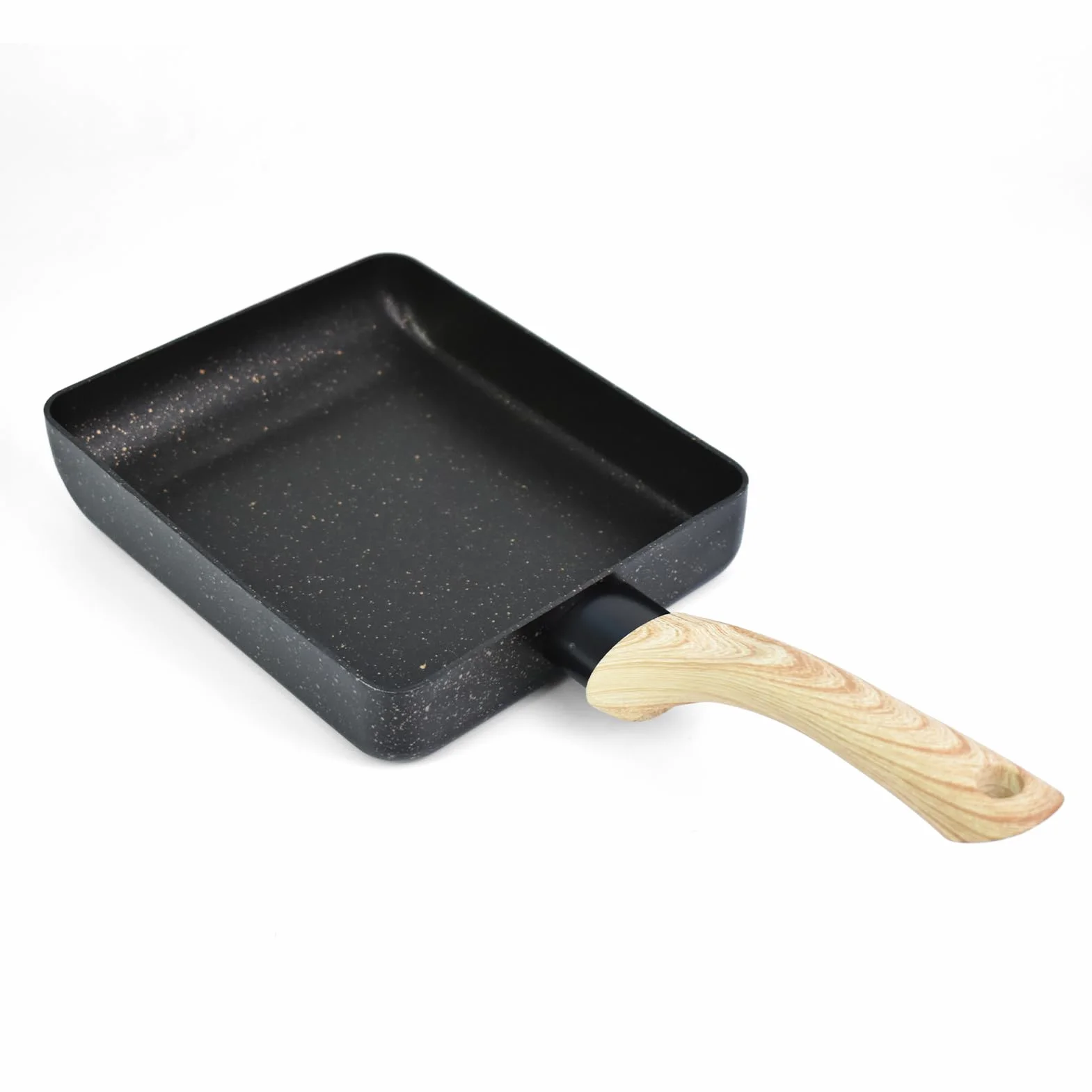 Artcome padella giapponese per omelette con rivestimento antiaderente Tamagoyaki Egg Pan rettangolare, con spatola e pennello in silicone, piastra nera e gomma magica, 17,8 x 15,2 cm (nero)