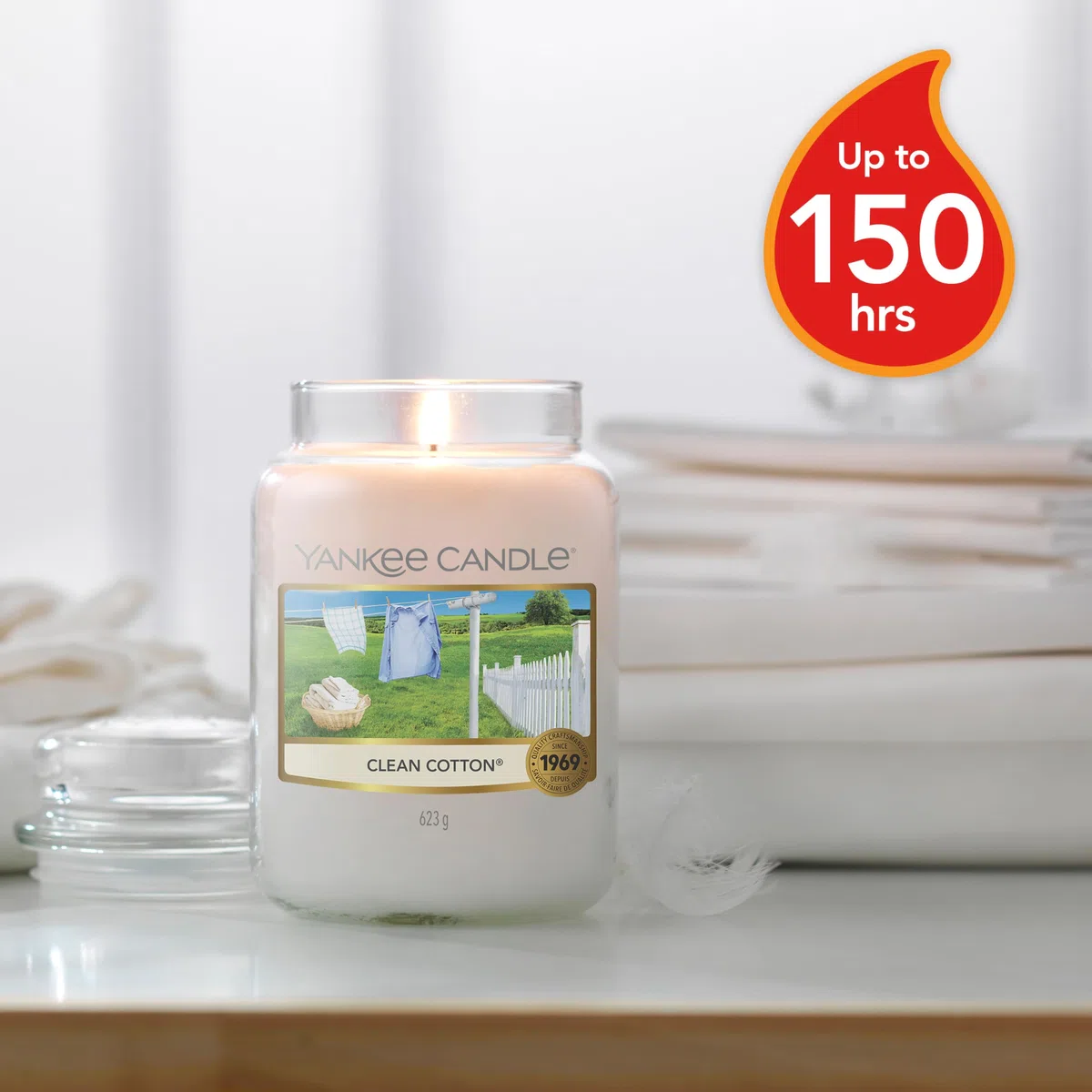 Yankee Candle Candela profumata in giara grande | Clean Cotton | Durata Fino a 150 Ore | Regali per donne