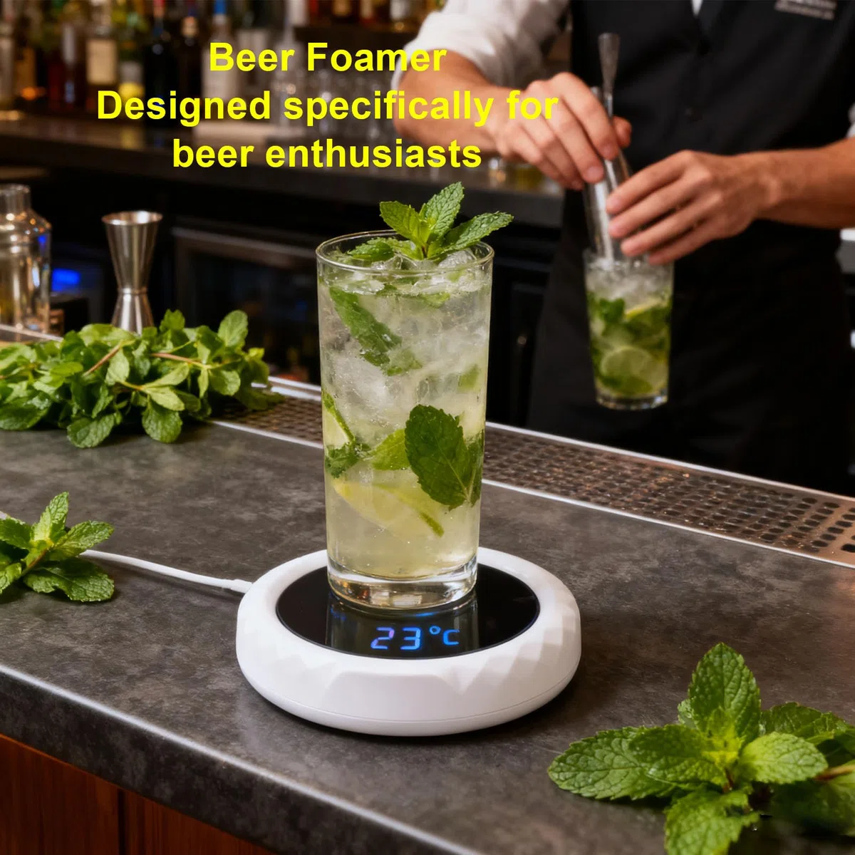 Macchina per Schiuma di Birra, Macchina per Schiuma di Birra Elettrica Ad Ultrasuoni Portatile, Ricarica USB Senza Lavaggio per Uso Domestico in Feste Al Bar, con Batteria