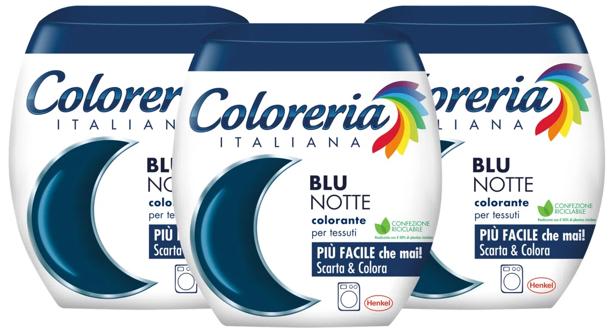 Coloreria Italiana Grey Colorante Tessuti e Vestiti in Lavatrice, colore Blu Notte, 3 Confezioni da 350g