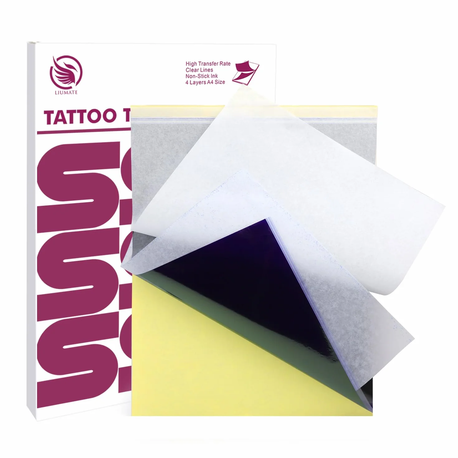100 Fogli Carta per trasferimento di tatuaggi, Tattoo Transfer Paper A4 Carta per stencil per tatuaggio Carta per trasferimento di stencil termica per tatuaggi Carbon Tracing Paper