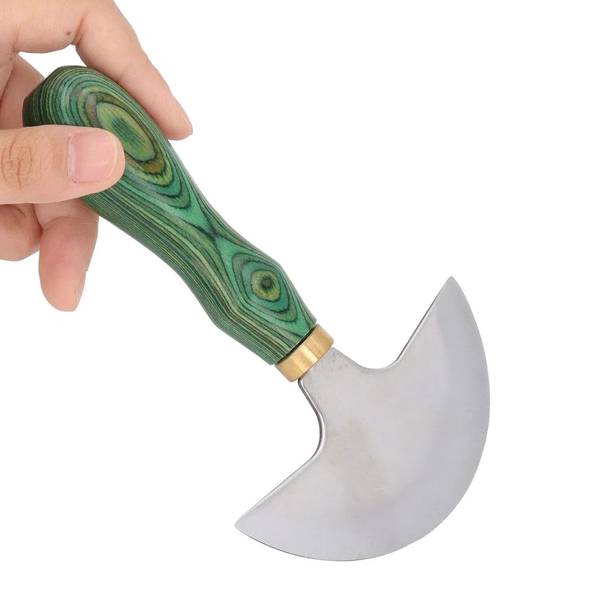 Coltello a Testa Tonda in Acciaio Inossidabile, Manico in Legno di Facile Controllo, Coltello Tondo in Pelle Ad Alta Affilatura con Trattamento Termico, Leggero e Portatile,