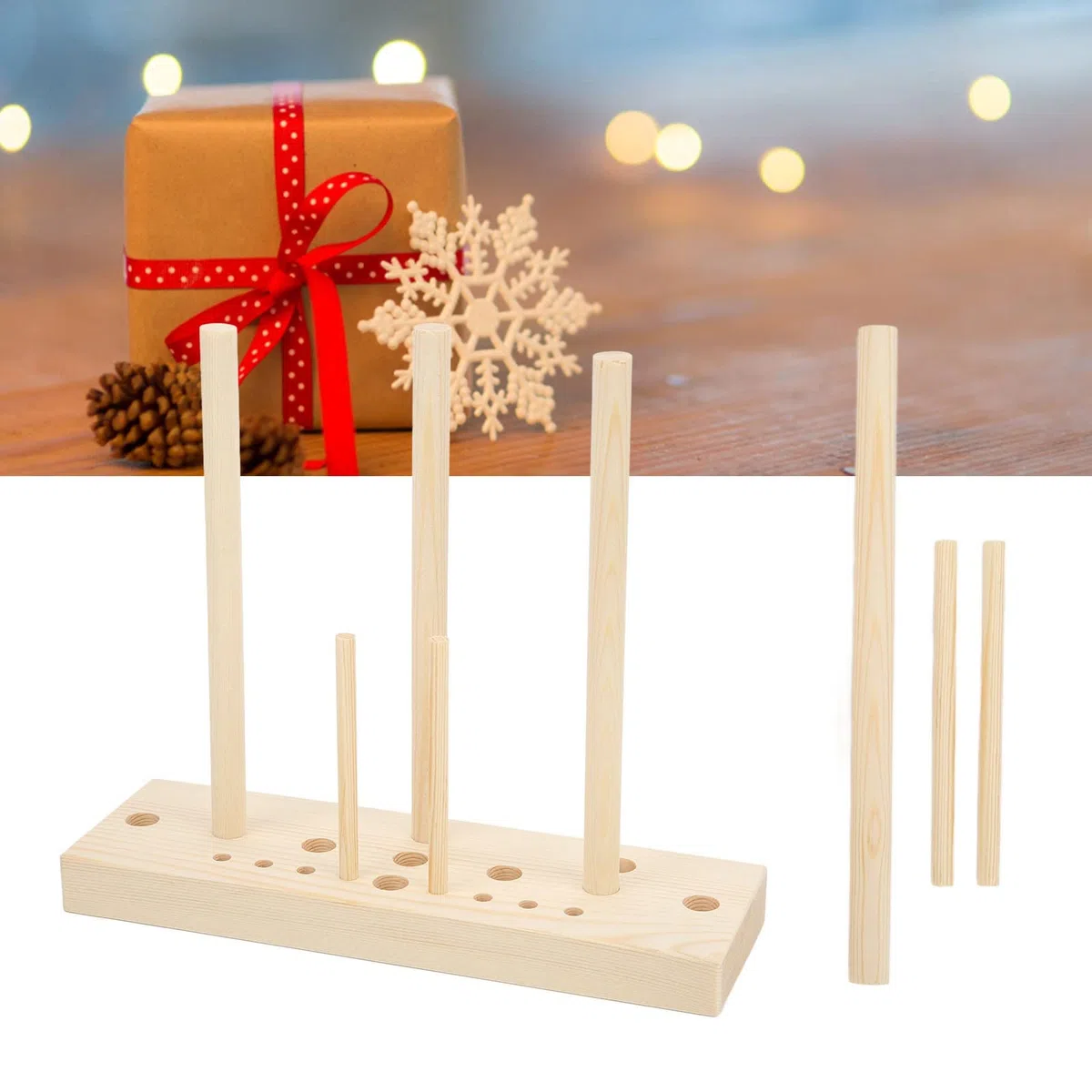 Tyenaza Bow Maker, Kit Regolabile per Creare Fiocchi, Multi Dimensioni con Bastoncini di Legno per Fare Fiocchi, Decorazioni per Feste Artigianali Fai-da-Te (con Manuale)