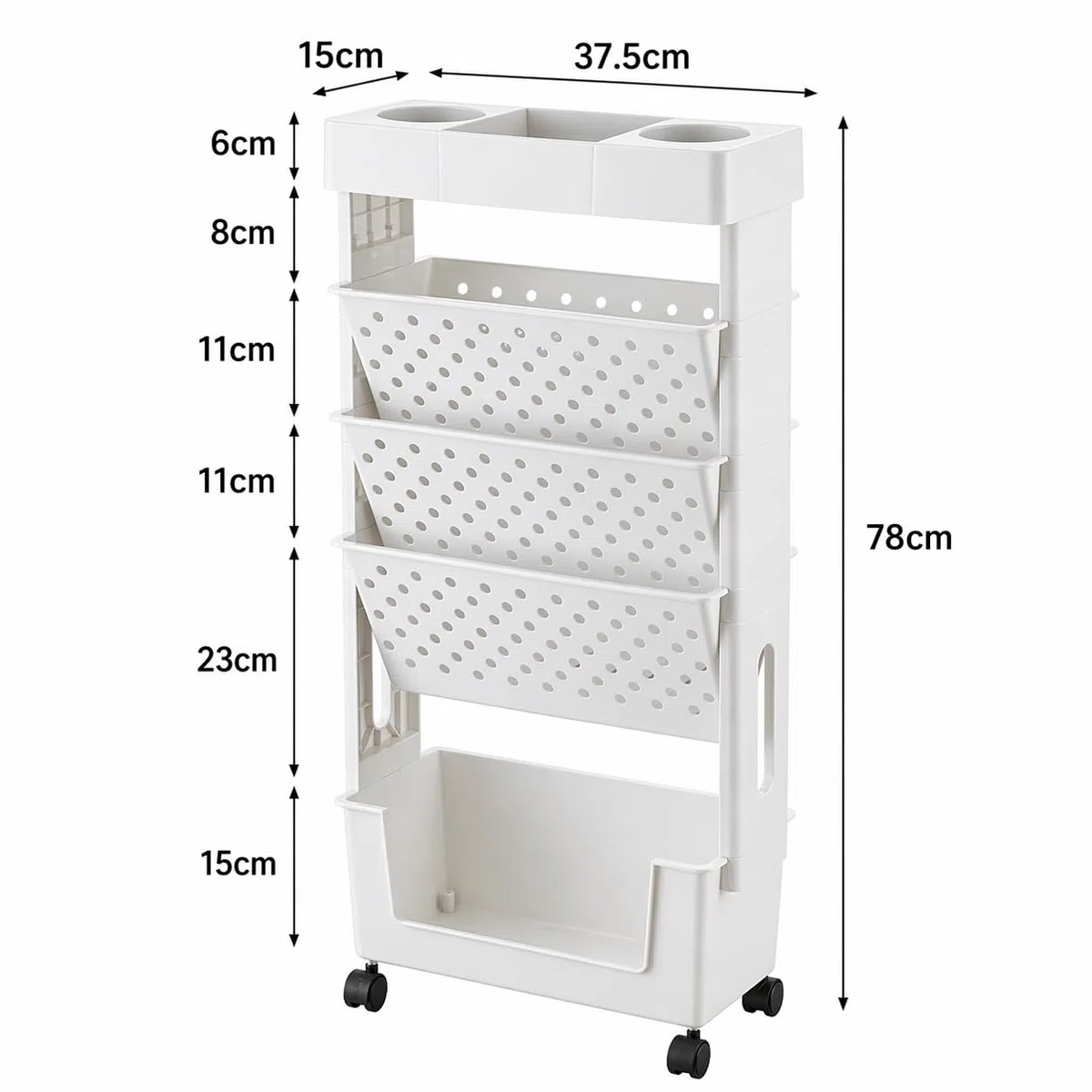 Scrivania, organizer da scrivania, per libri e riviste, multifunzione, per studio, ufficio, carrello sottile e scaffale mobile (bianco)