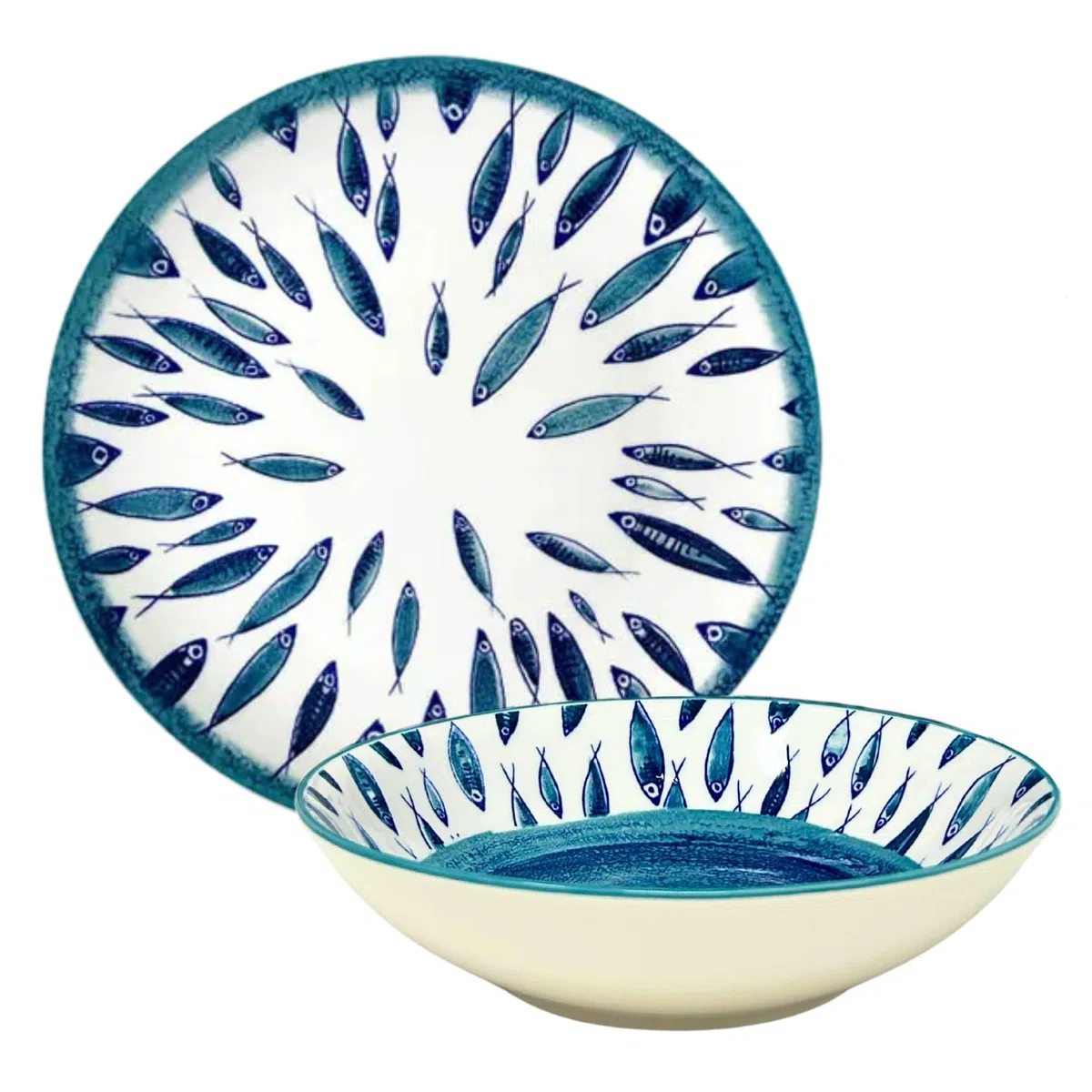 NAMAI - Servizio Piatti 6 Persone, Porcellana Resistente, Adatti In Lavastoviglie e Microonde, Colori Vivaci, Set Piatti 12 Pezzi, Idea Regalo